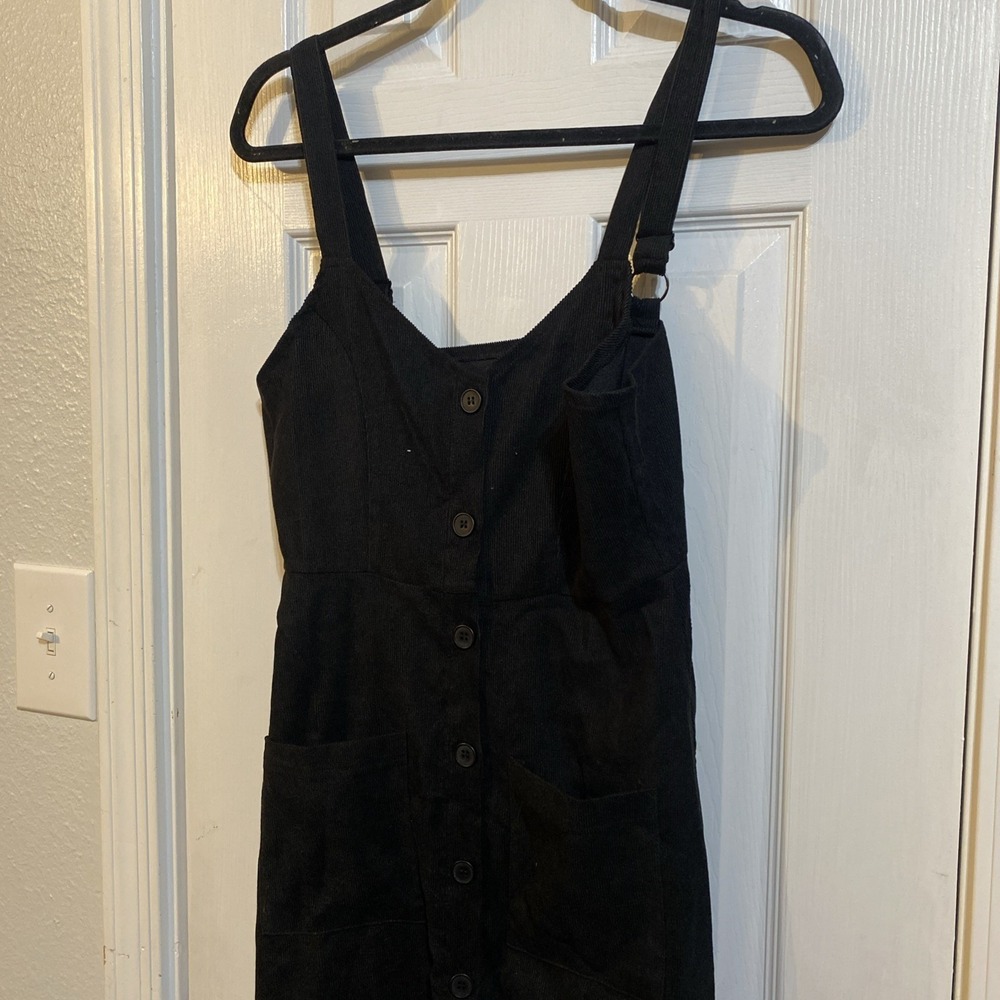 Shein Overall Corduroy, Dress Size S Pockets Mini Adjustable Black - Picture 11 of 11